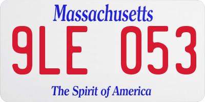 MA license plate 9LE053