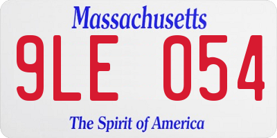 MA license plate 9LE054
