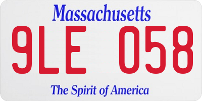 MA license plate 9LE058
