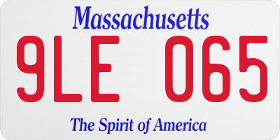 MA license plate 9LE065