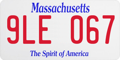 MA license plate 9LE067