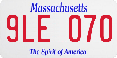 MA license plate 9LE070