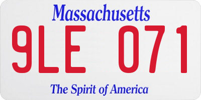 MA license plate 9LE071