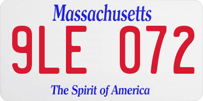 MA license plate 9LE072