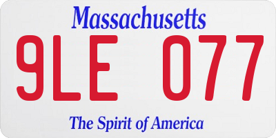 MA license plate 9LE077