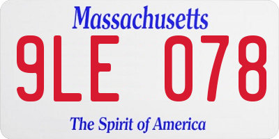 MA license plate 9LE078