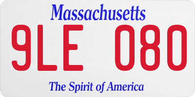 MA license plate 9LE080
