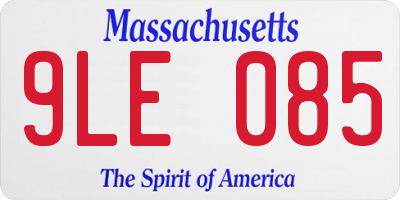 MA license plate 9LE085