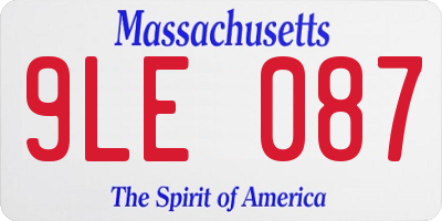 MA license plate 9LE087