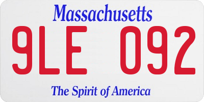 MA license plate 9LE092