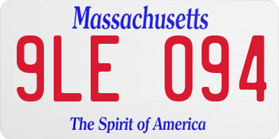 MA license plate 9LE094