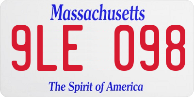 MA license plate 9LE098