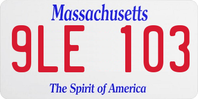 MA license plate 9LE103