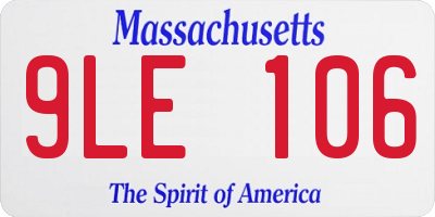 MA license plate 9LE106