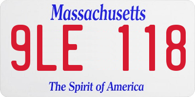 MA license plate 9LE118
