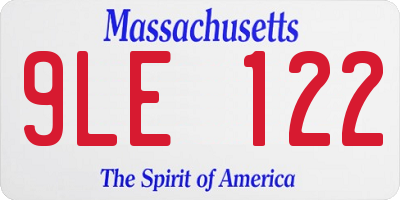 MA license plate 9LE122