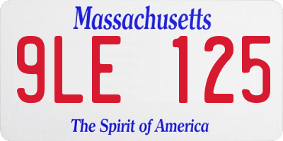 MA license plate 9LE125