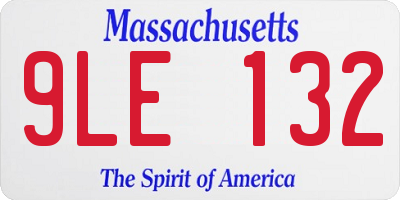 MA license plate 9LE132