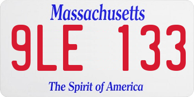 MA license plate 9LE133