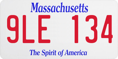 MA license plate 9LE134