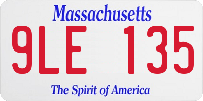 MA license plate 9LE135