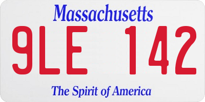 MA license plate 9LE142
