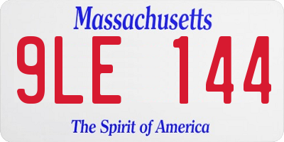 MA license plate 9LE144
