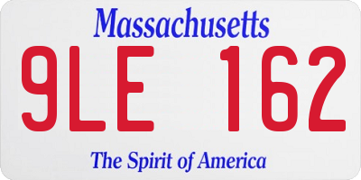 MA license plate 9LE162