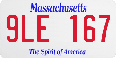 MA license plate 9LE167