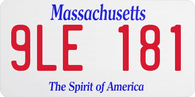 MA license plate 9LE181