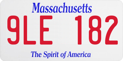MA license plate 9LE182