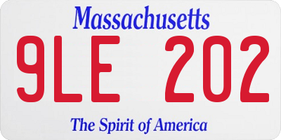 MA license plate 9LE202