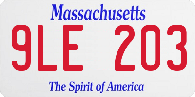 MA license plate 9LE203