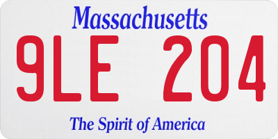 MA license plate 9LE204