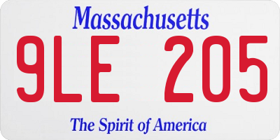 MA license plate 9LE205