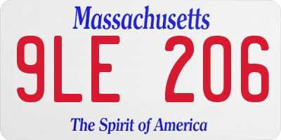 MA license plate 9LE206