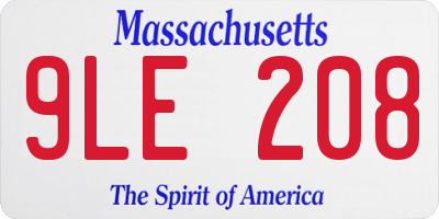 MA license plate 9LE208