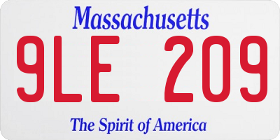 MA license plate 9LE209