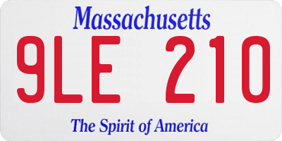 MA license plate 9LE210