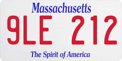 MA license plate 9LE212