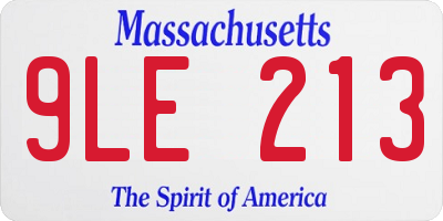 MA license plate 9LE213