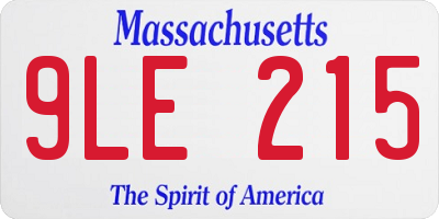 MA license plate 9LE215