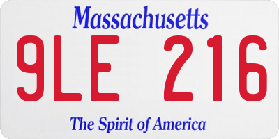 MA license plate 9LE216