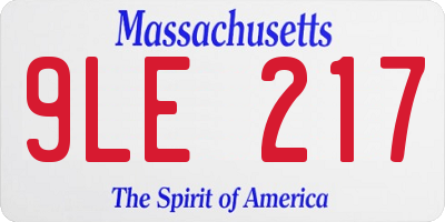 MA license plate 9LE217