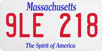 MA license plate 9LE218