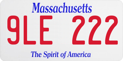 MA license plate 9LE222
