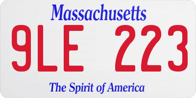 MA license plate 9LE223