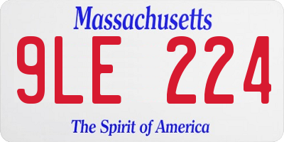 MA license plate 9LE224
