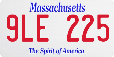 MA license plate 9LE225