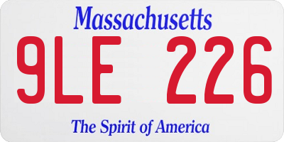 MA license plate 9LE226